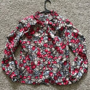 Women’s Floral Patterned Dress Blouse Pink and Gray Small/Med with Shoulder Pads